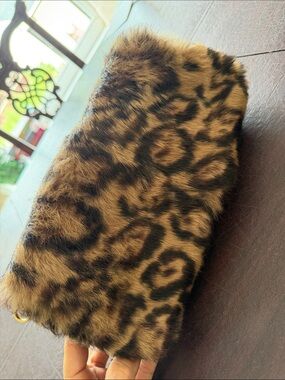 Eric Javits Leopard Print Faux Fur Clutch in Brown and Black NWOT